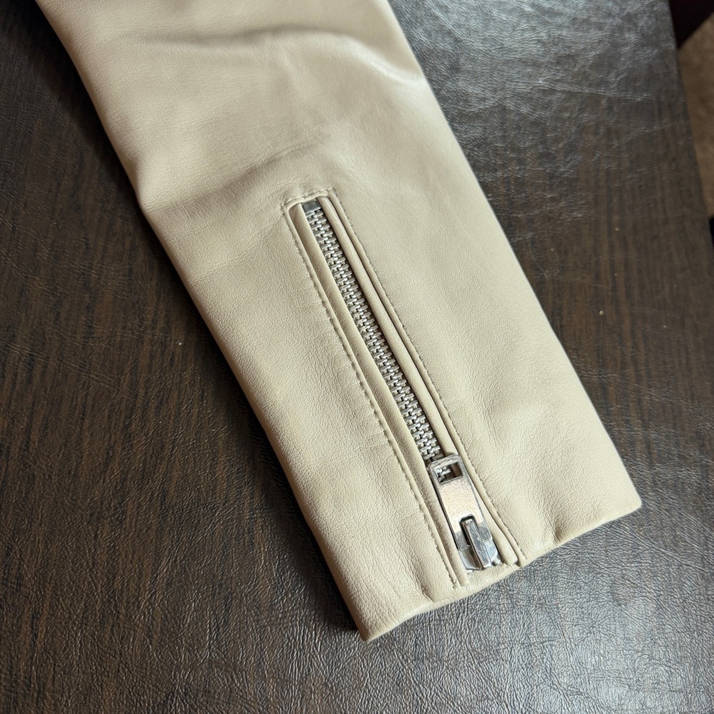 Walter Baker Cream Leather Moto Jacket Sz M - Picture 11 of 13